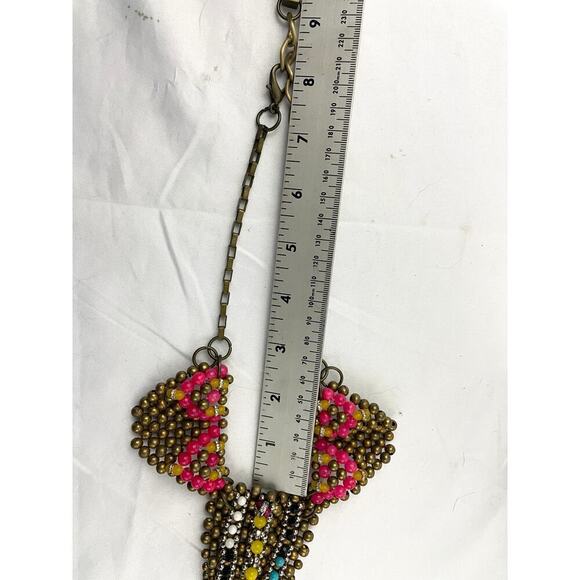 VTG Pam Hiran Anthropologie Beaded Multicolor Statement Necklace 20" Retired 90s - Picture 6 of 8